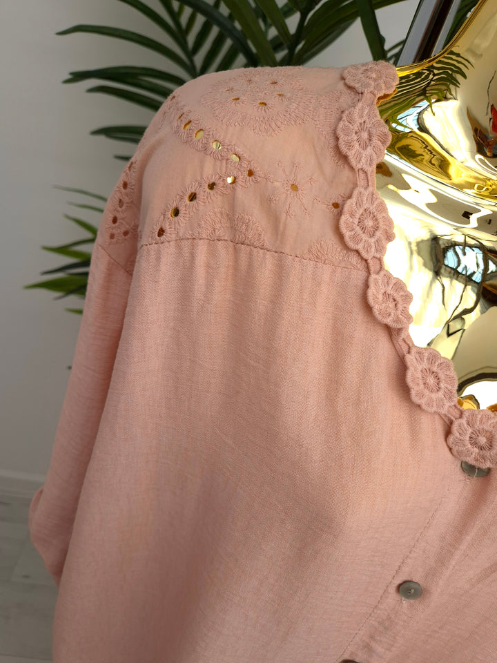 Belinda Broderie Anglaise Top - (choose your Colour) (Curvy)