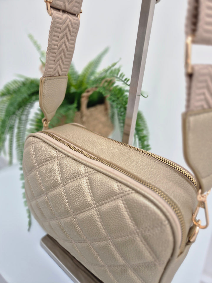 Diamond Quilted Bag - Metallic Gold (Gold Tone)