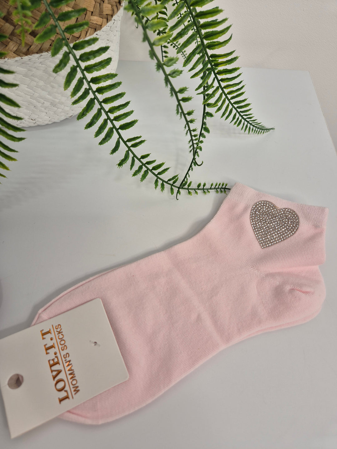 Diamante Heart Soft Socks - (choose from Pink or Blue)