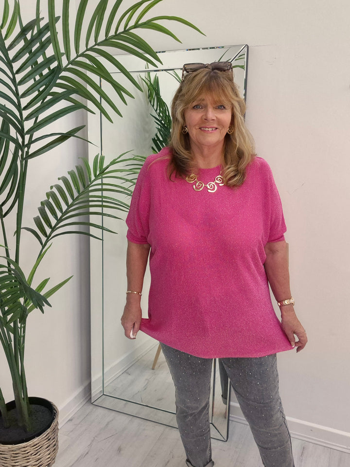 Sheena Shimmer Top - Short Sleeved (choose your Colour) (Loose Fit)