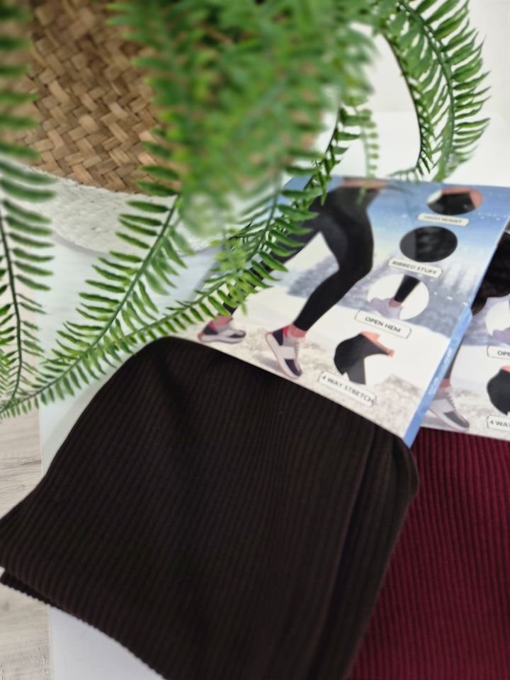 Reece Ribbed Leggings Fleece Lined (Soft Touch) - (choose your Colour) - One Size, fits up to Size 16