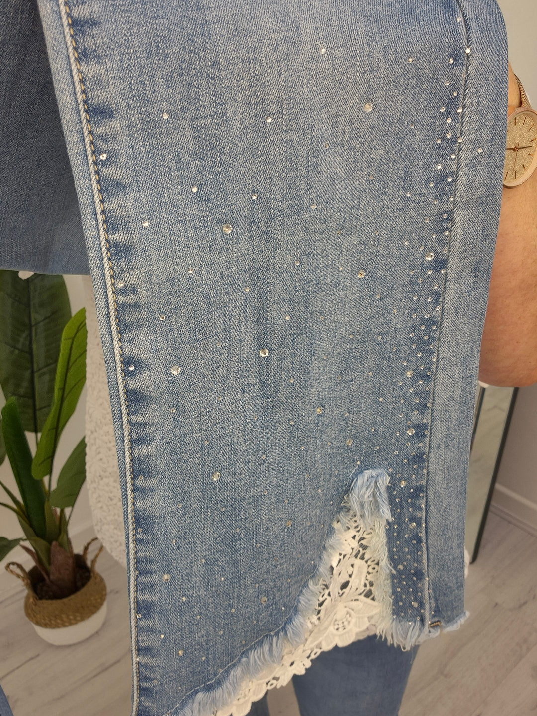 Crystal & Crochet Lace Flare Jeans - (choose your Size)