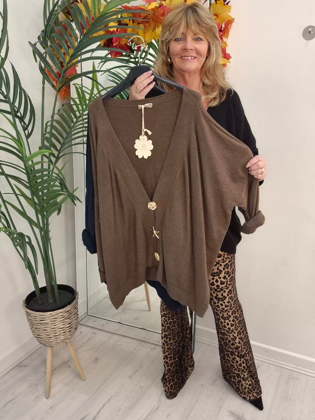 Sally Super Soft Cardigan - Chocolate (Oversized, fits from Size 14 to Size 20)