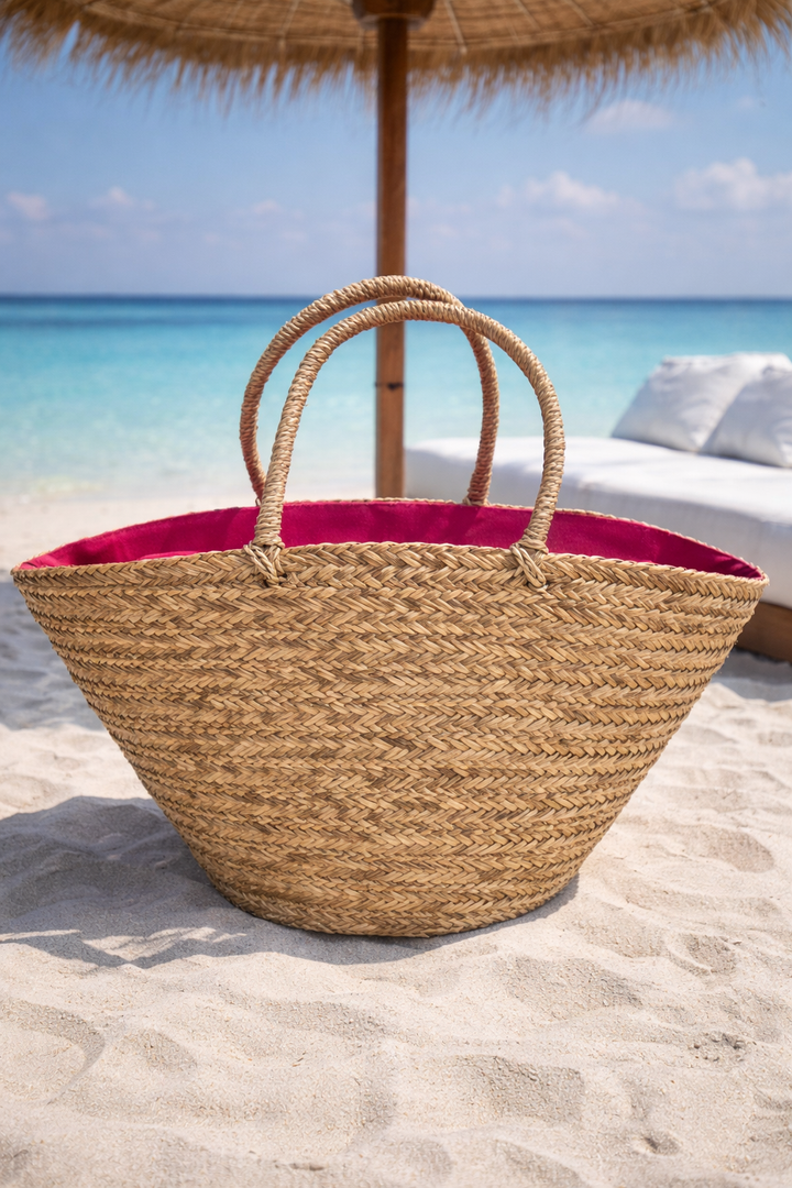 Raffia Sequin Beach Bag (Zipped)
