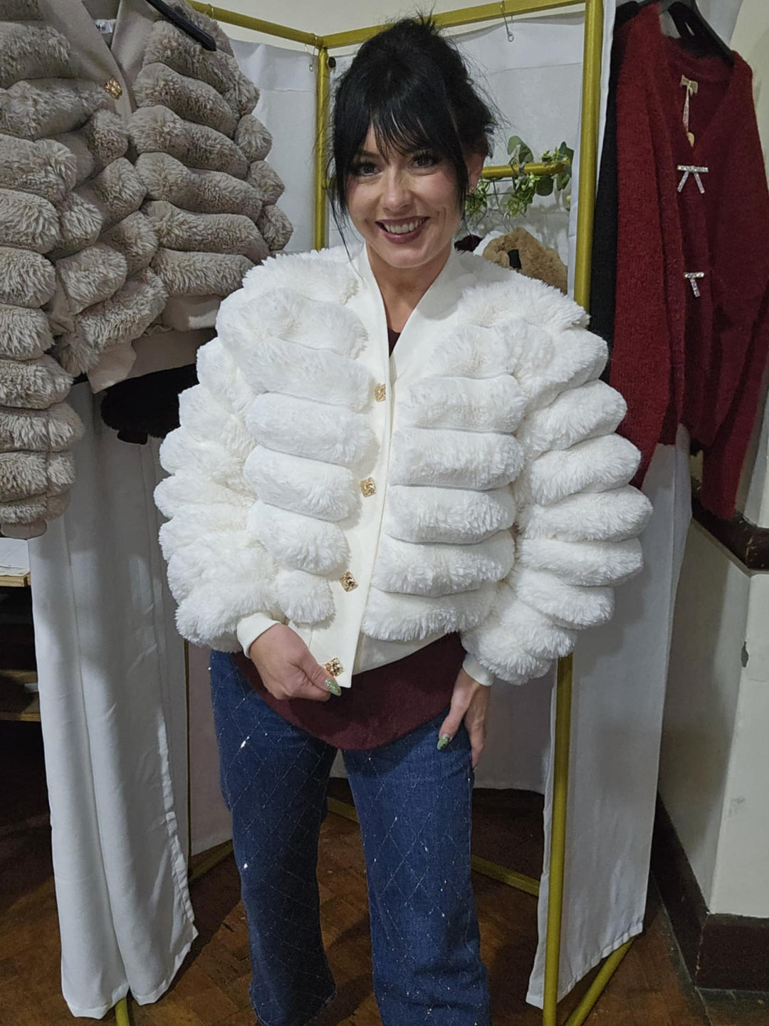 Oslo Faux Fur Cardigan (choose your Size) - Winter White