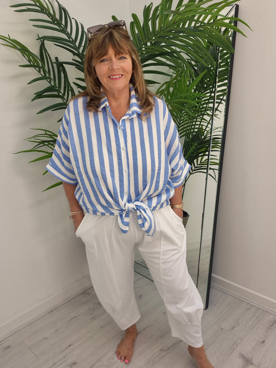 Kizzy Cocoon Pants - White (Curvy)