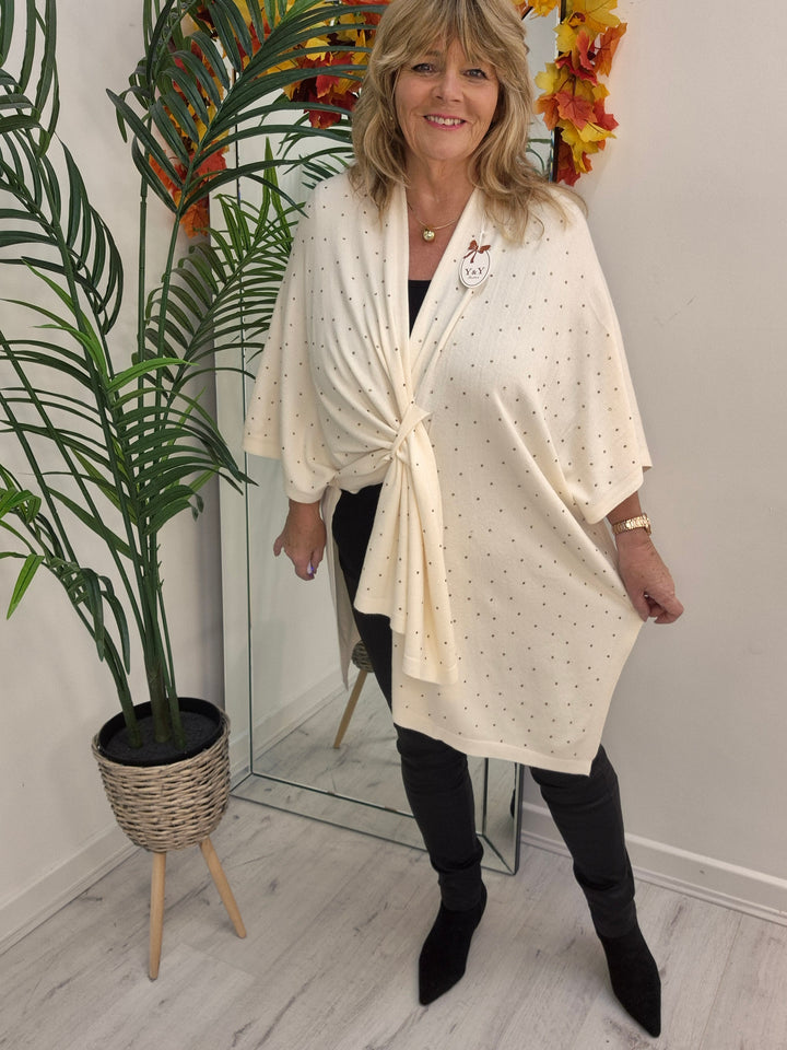 Crystal Super Soft Poncho/Wrap - Cream (One Size/Curvy Size)