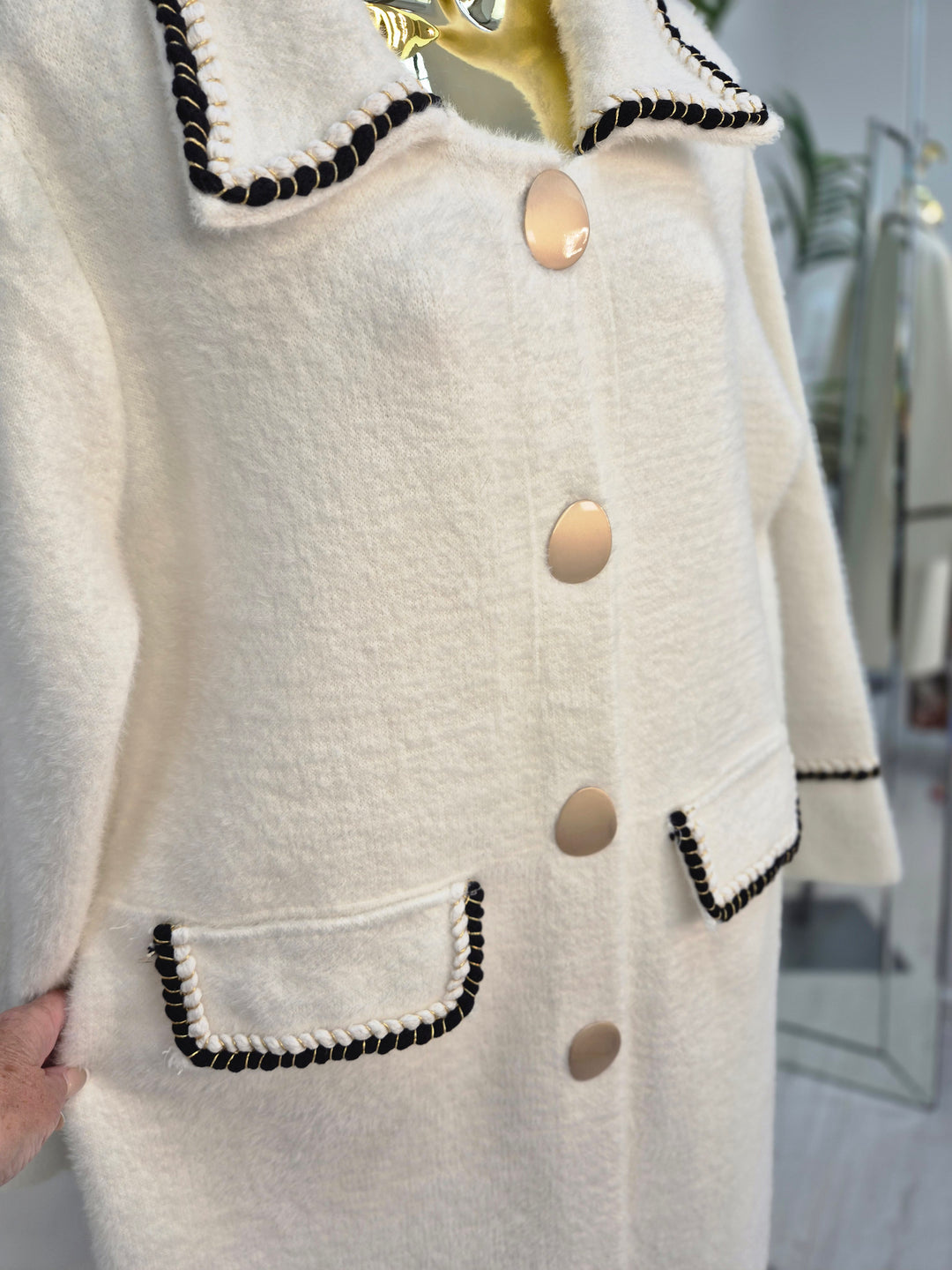 Coco Longline Jacket/Cardigan - Cream (One Size - fits from Size 10 up to Size 14/16)