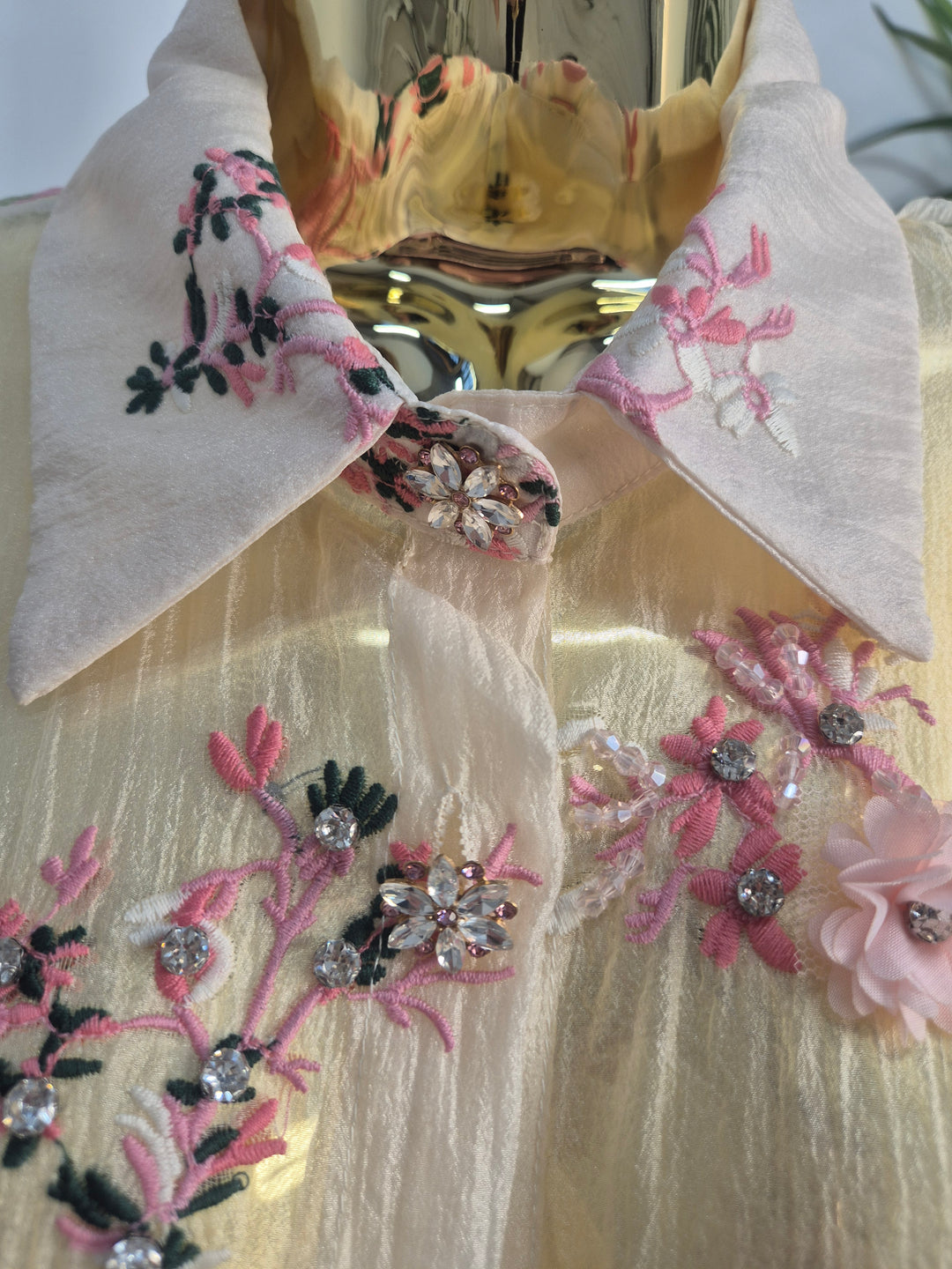 Jasmine Embroidered Blouse with Crystals & 3D Applique One Size, fitting from Size 12 to Size 16