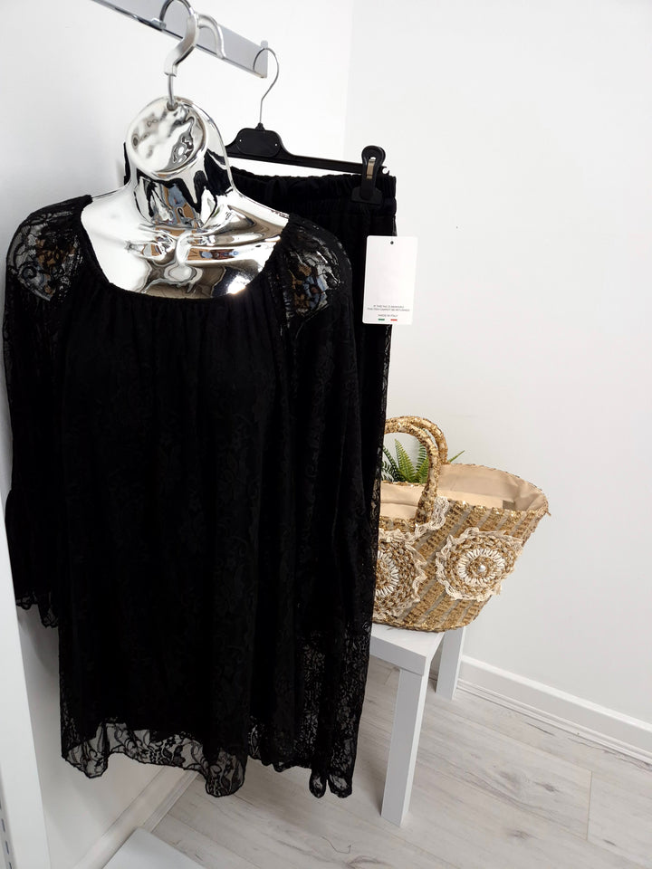 Florence Lace Bardot Co-ord Set - (choose your Colour) - (Curvy)