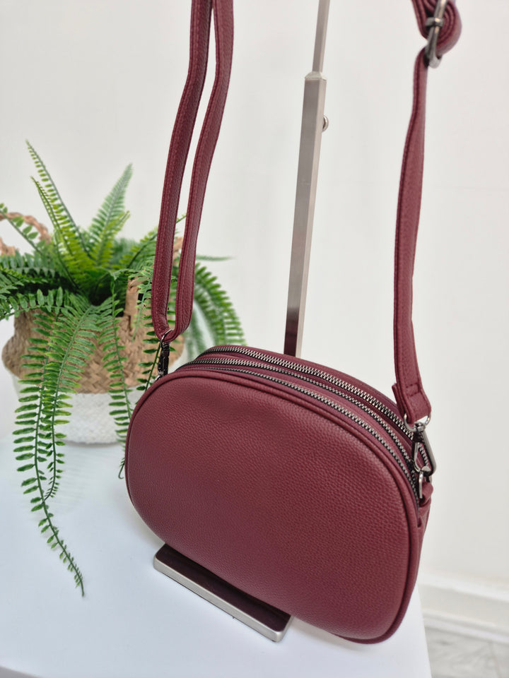 Jojo 3 Zipped Bag - Wine (Pewter Tone)