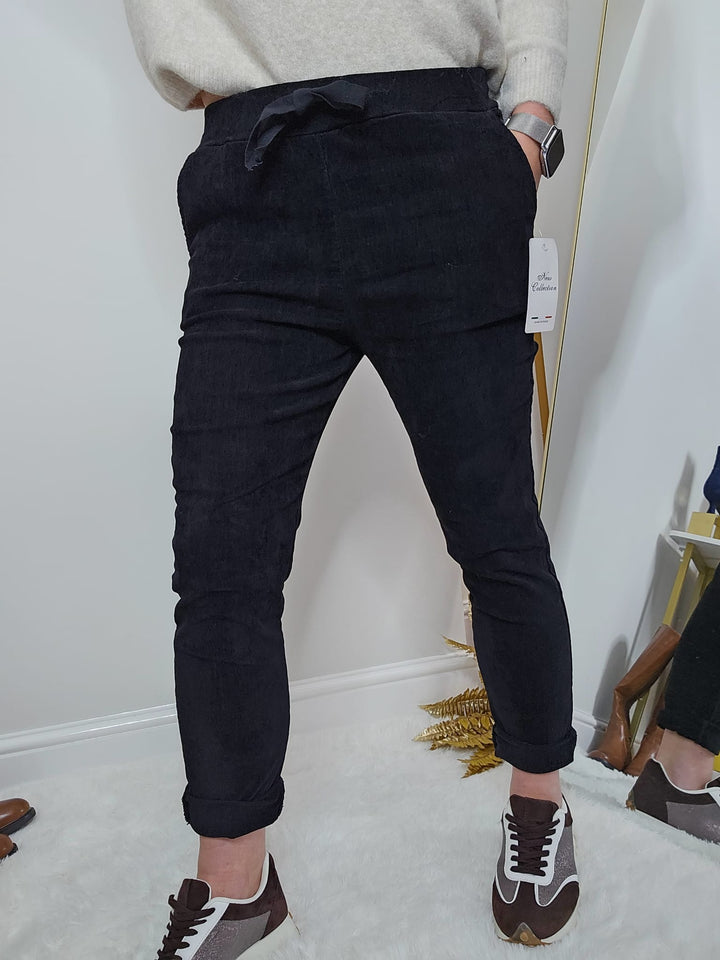 Magic Superfine Cord Pants - Black (One Size, fits from Size 10/12 to Size 16)