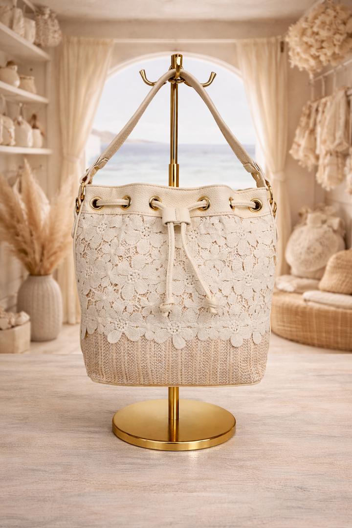 Lace Bucket Bag - Cream