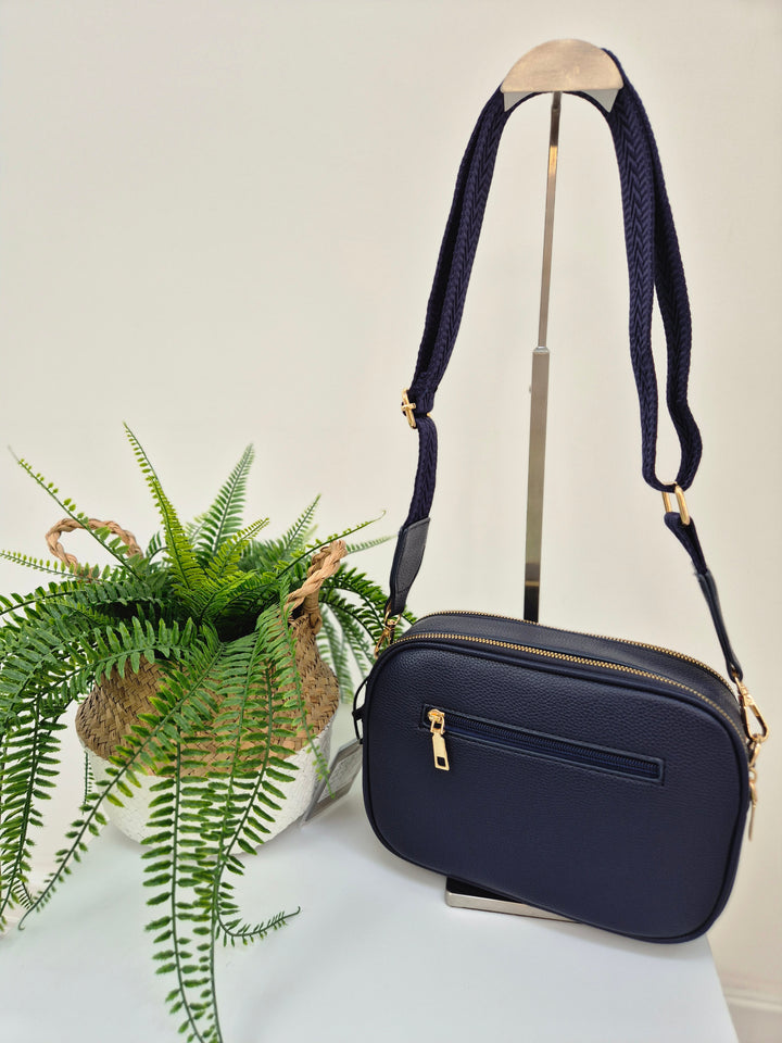 Diamond Quilted Bag - Navy (Gold Tone)