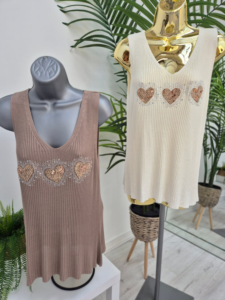 Hannah Heart Vest Top - (choose your Colour)