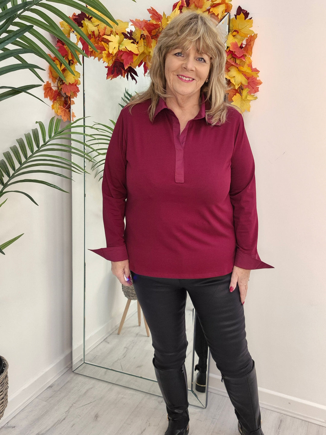 Lisa Layering Shirt (Stretch) - One Size - fits up to Size 18/20 - Wine