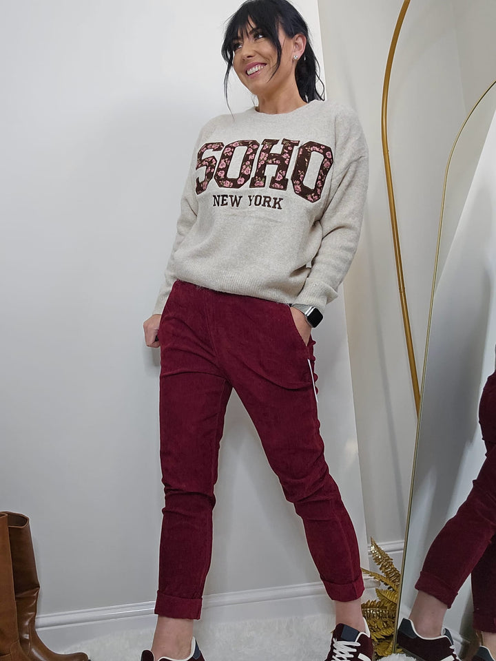 Magic Superfine Cord Pants - Wine (One Size, fits from Size 10/12 to Size 16/18)