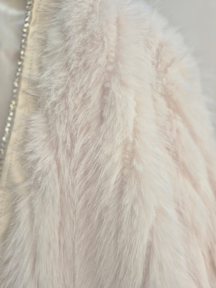 Oslo Crystal Faux Fur Jacket - Winter White - (One Size fits from Size 10 to Size 16)