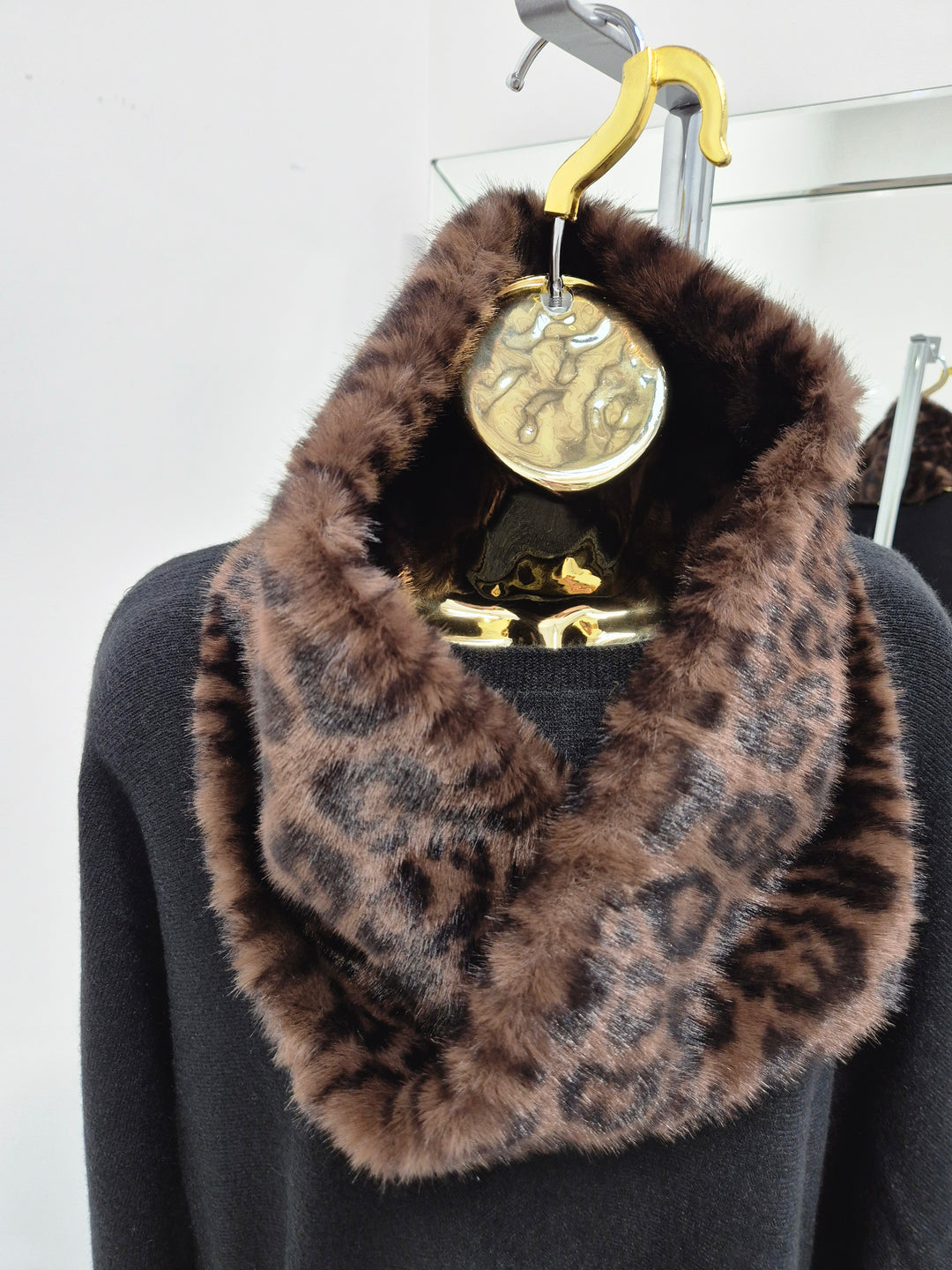 Oslo Faux Fur Infinity Snood - Chocolate Leopard