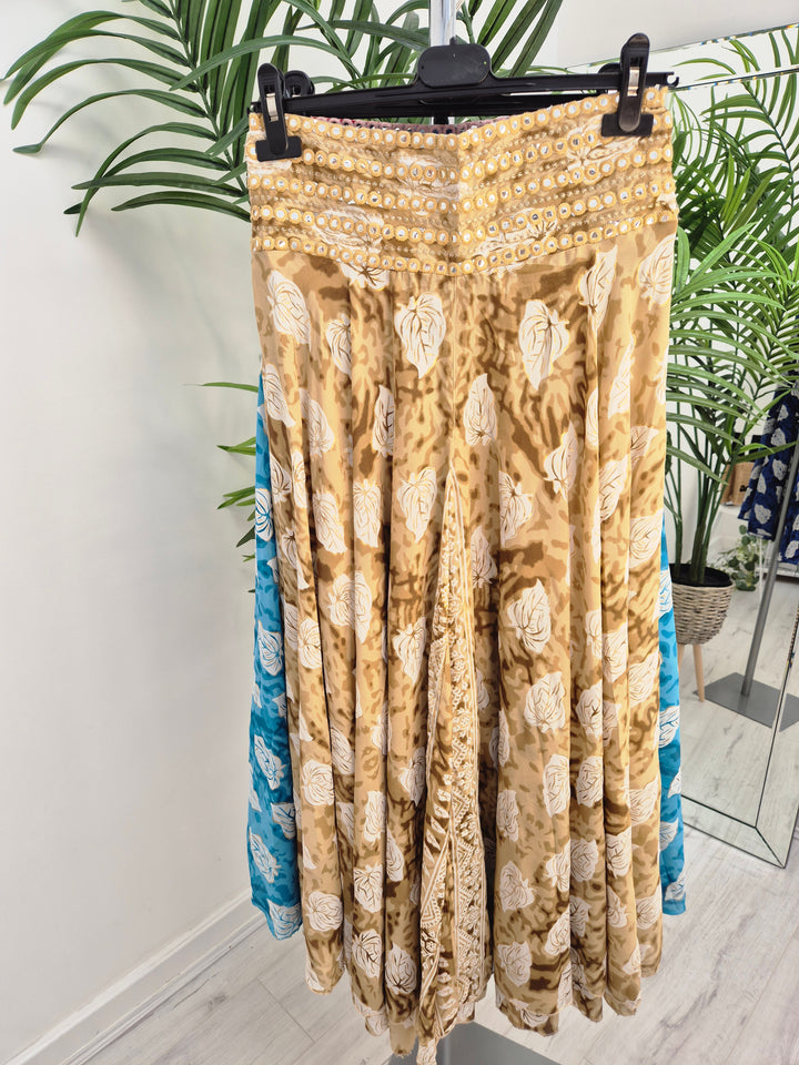 Boho Silk Palazzo Wide Leg Pants - (One Size, fits from Size 10 to Size 16/18) - (choose your Colour)