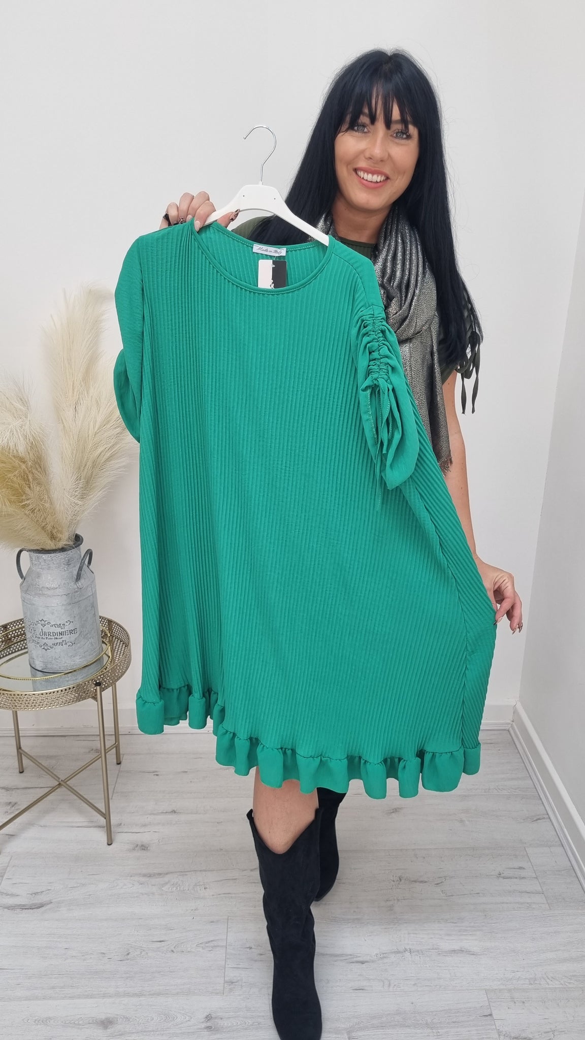 Polly Pleated Ruched Dress - (choose your colour)