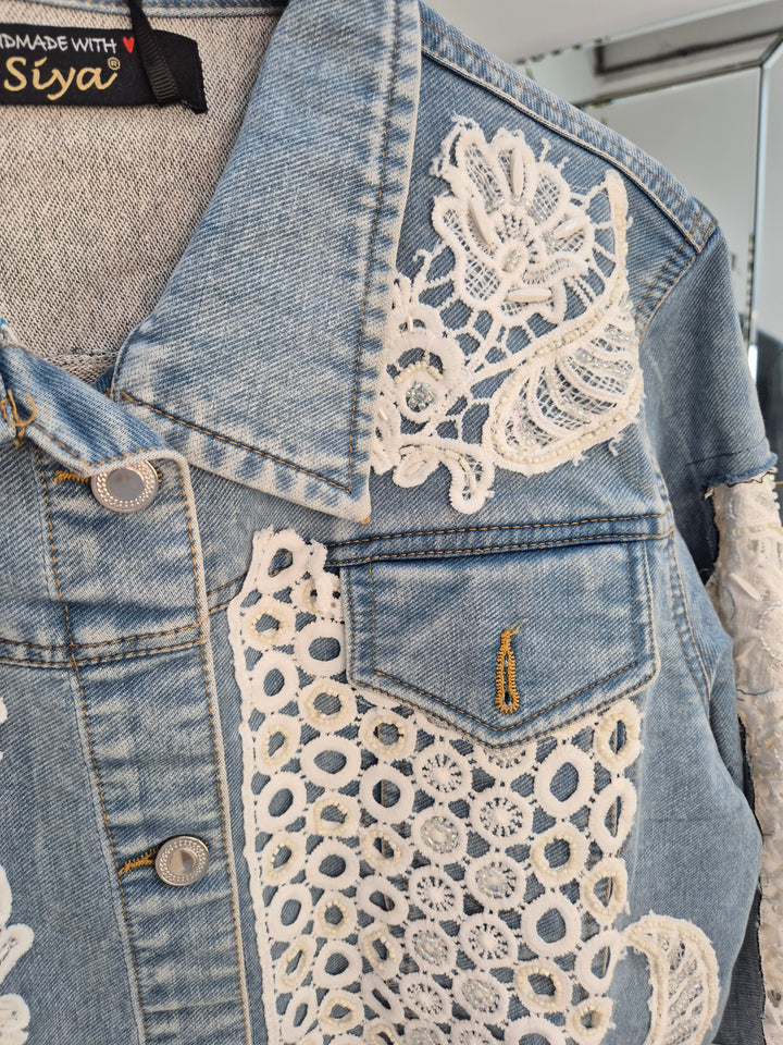 Lana Lacy Denim Jacket - Mid Stonewashed (One Size, fitting from Size 10 up to 14)