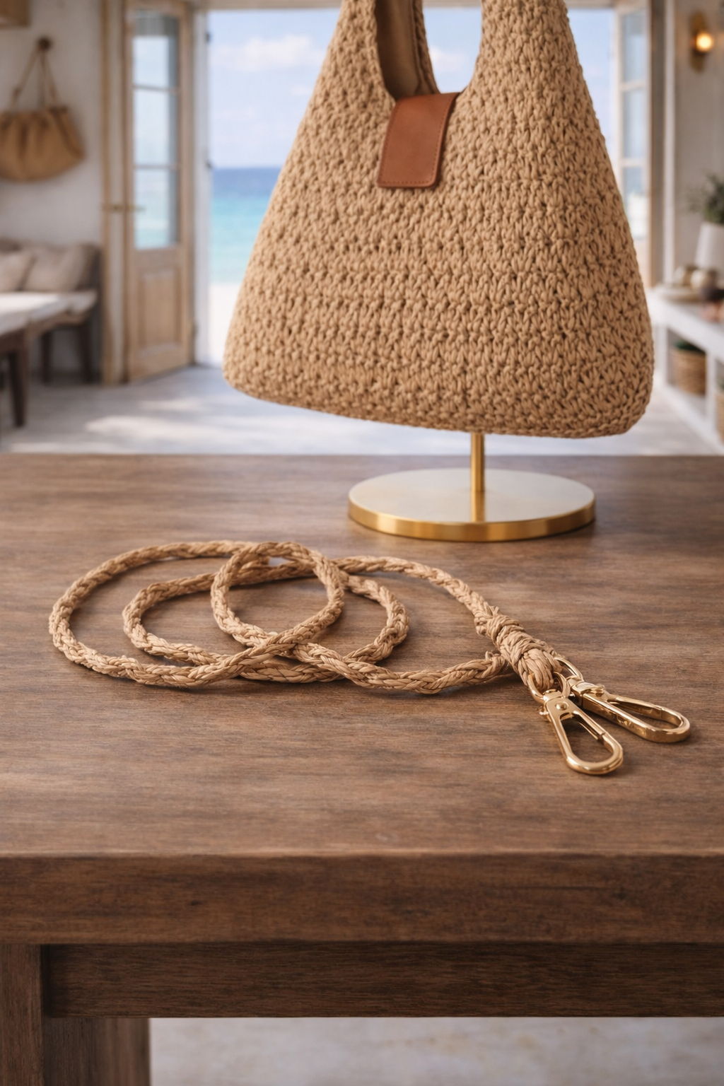 Ibiza Woven Raffia Beach Bag - Tan