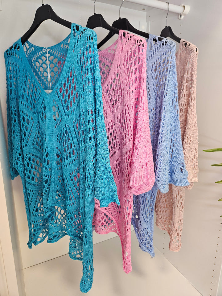 Lucy Crochet Hi Lo Top - (choose your Colour)