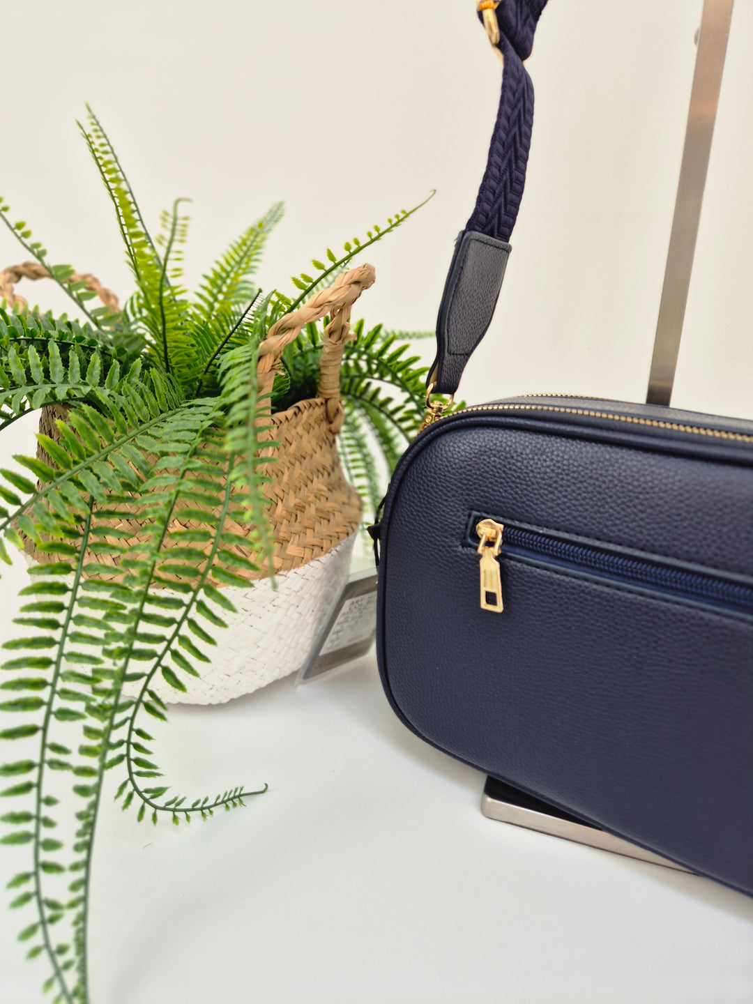 Diamond Quilted Bag - Navy (Gold Tone)