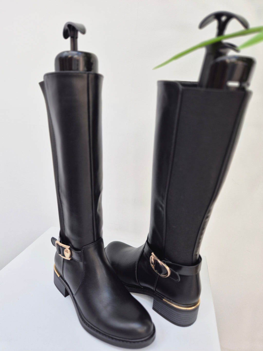 Boston Riding Boots with Elasticated Stretchy Back - Black