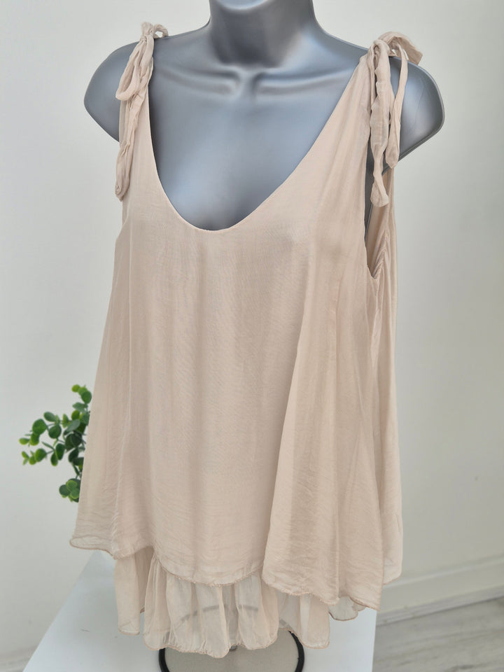 Portofino Silk Overlay Top - (choose your Colour) (One Size)