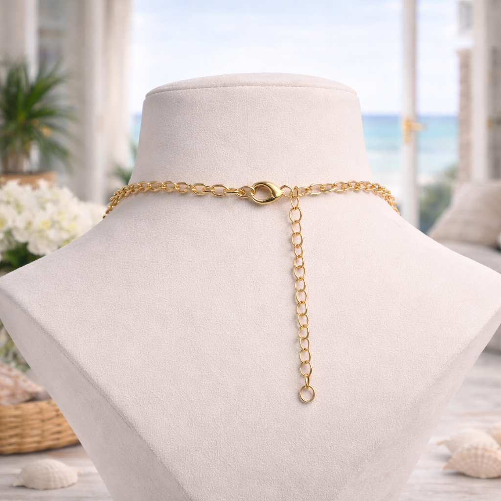 Sea Life Charms Necklace - Gold Tone