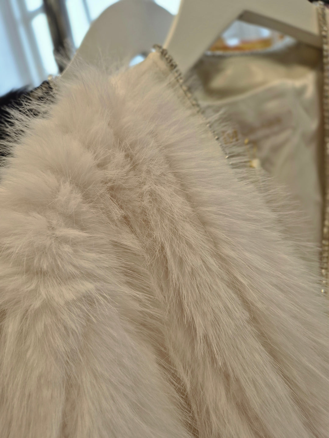 Oslo Crystal Faux Fur Jacket - Winter White - (One Size fits from Size 10 to Size 16)