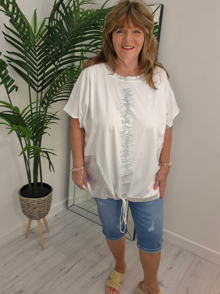 Crystal Tie Fronted Top - (choose your Colour) - Curvy)