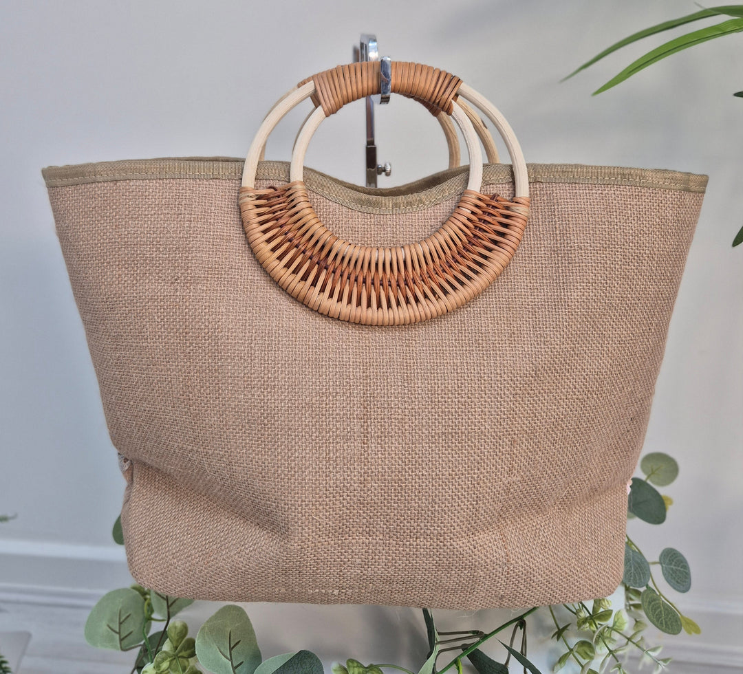 Floral Sequins Bamboo Summer Bag - Pink