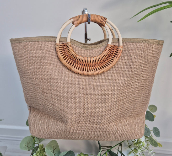 Floral Sequins Bamboo Summer Bag - Pink