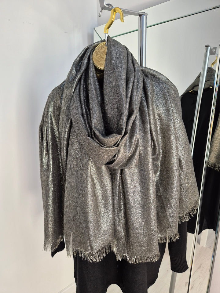 Oversized Metallic Scarf - Khaki