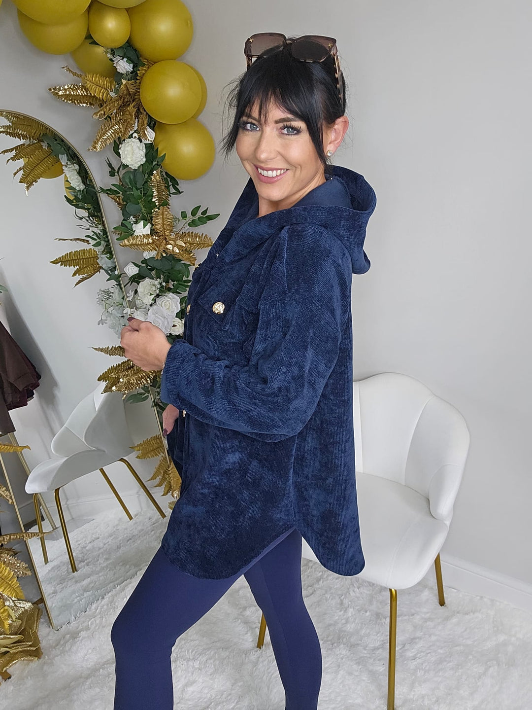 Baroque Chenille Shacket - Navy (One Size - fits Size 12 to Size 18/20)