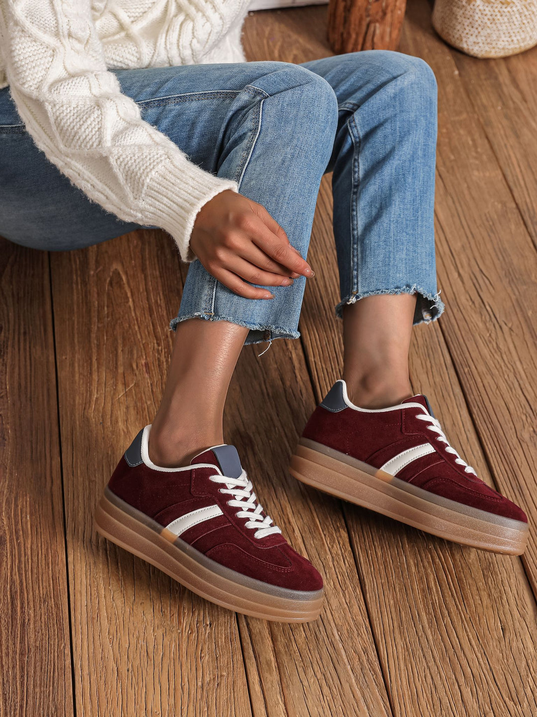 Dakota Chunky Trainers - Wine (choose your Size)
