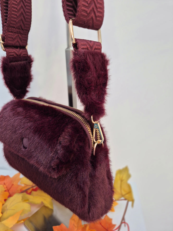 Oslo Faux Fur Bag - Wine