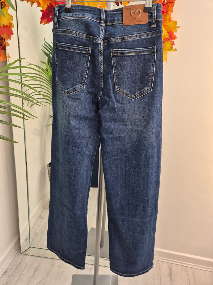 Milas Wide Leg Jeans - Dark Stonewashed - (choose your Size)