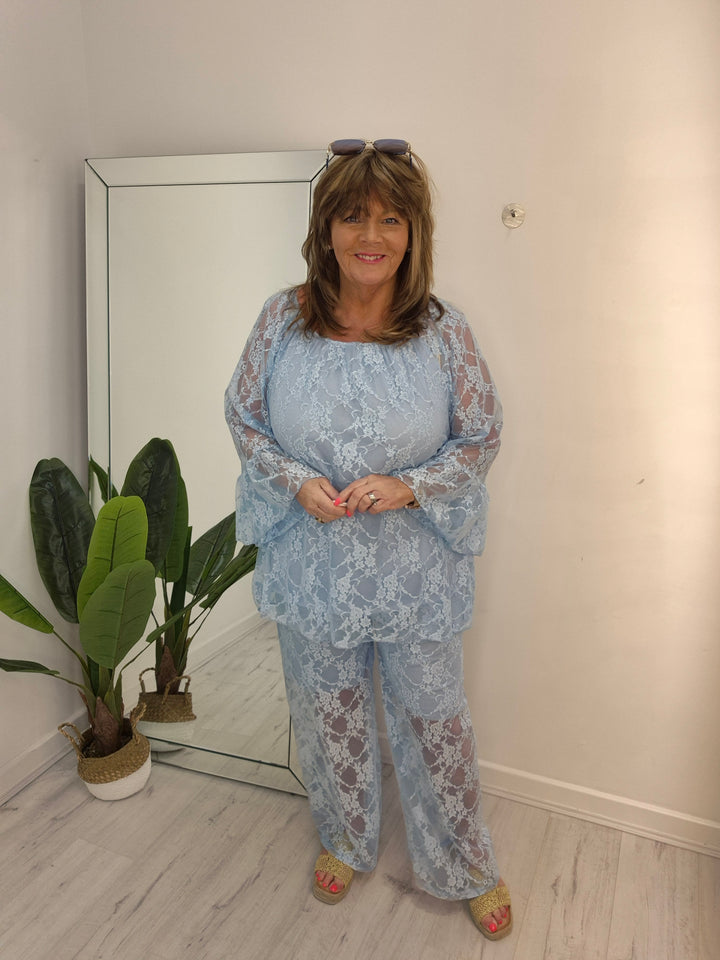 Florence Lace Bardot Co-ord Set - (choose your Colour) - (Curvy)