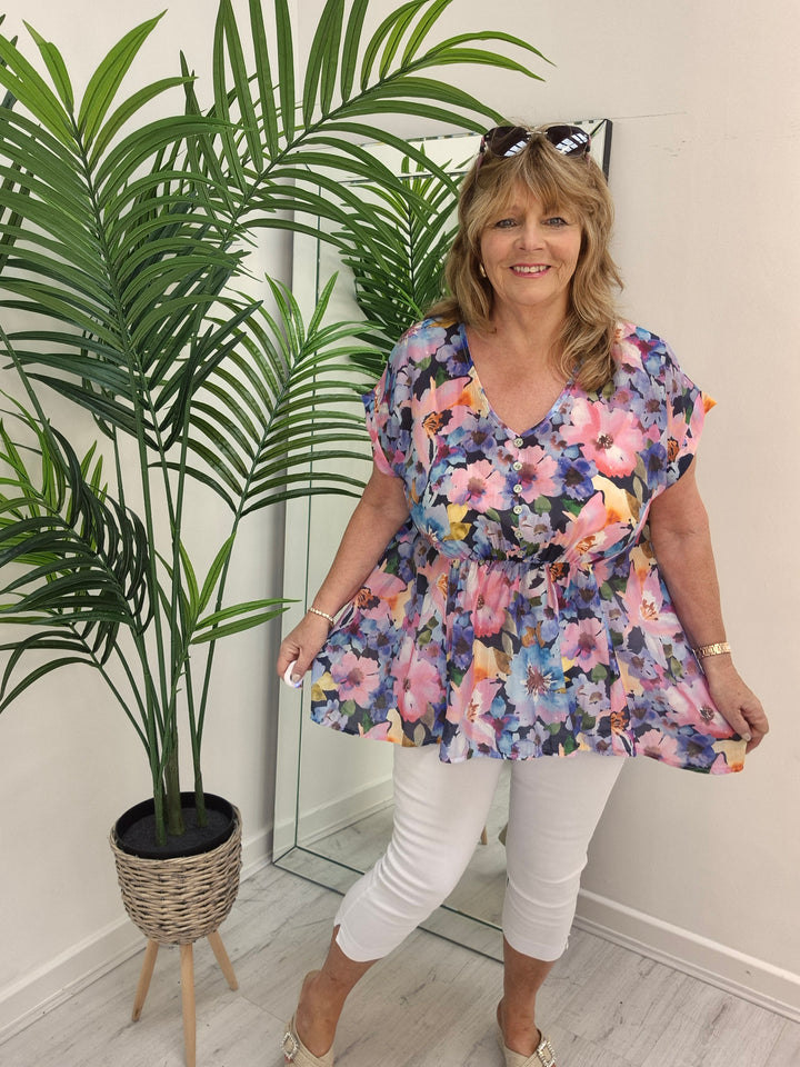 Floral Floaty Top - (choose your Colour)
