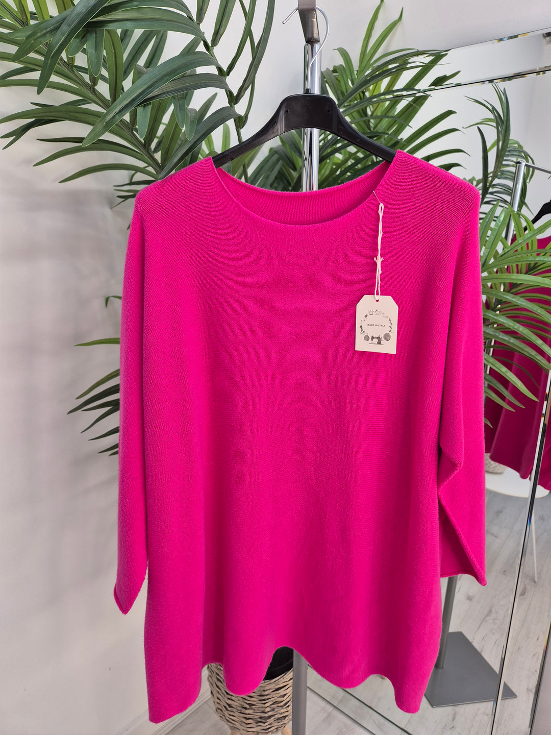 Super Soft Knit Jumper - Hot Pink (One Size/Curvy fits from Size 14 up to Size 18/20)