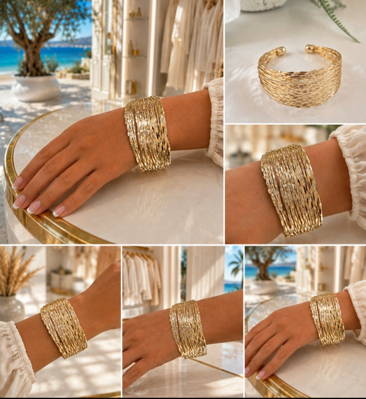 Statement Cuff Bangle - Gold Tone