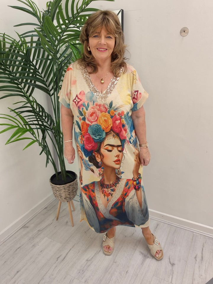 Carla Shimmer Dress - Frida Kahlo