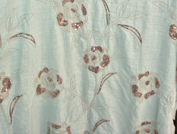 Amalfi Oversized Top with Rose Gold Sequins (One Size/Curvy fitting from Size 14 up to Size 18) - Mint