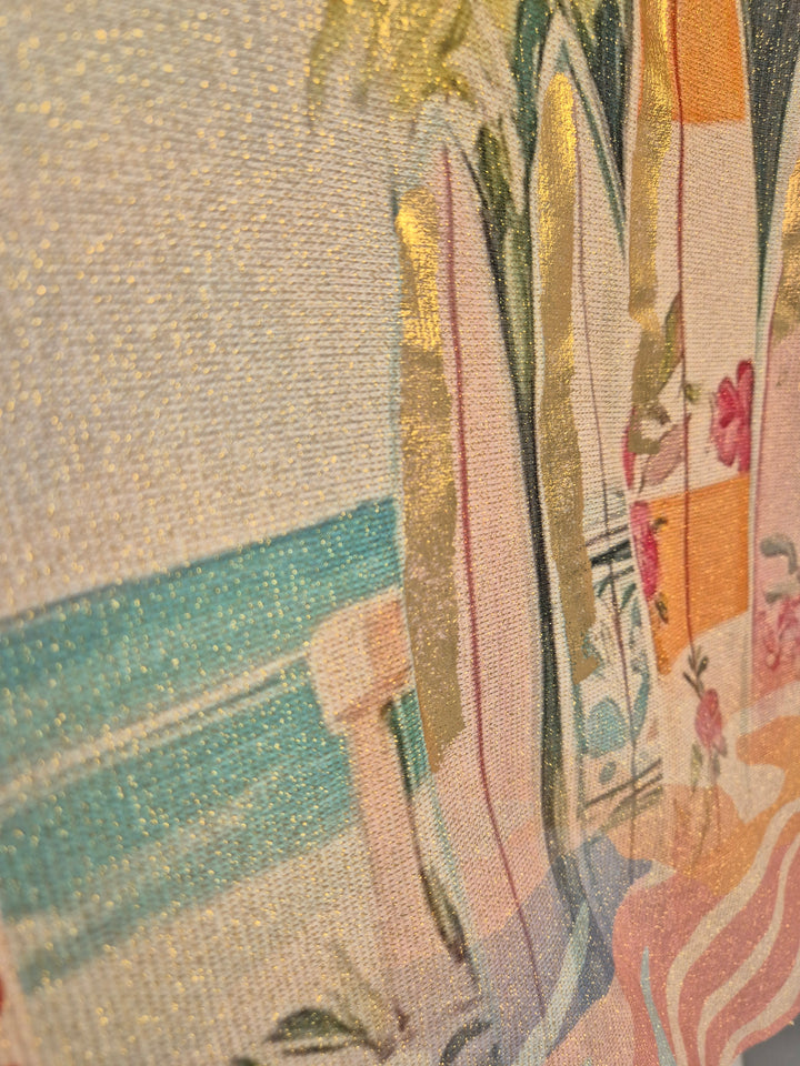 Carla Shimmer Oversized Top -  TROPICAL with Gold Foil & Sequins (One Size/Curvy fitting from Size 14/16 up to Size 20/22)