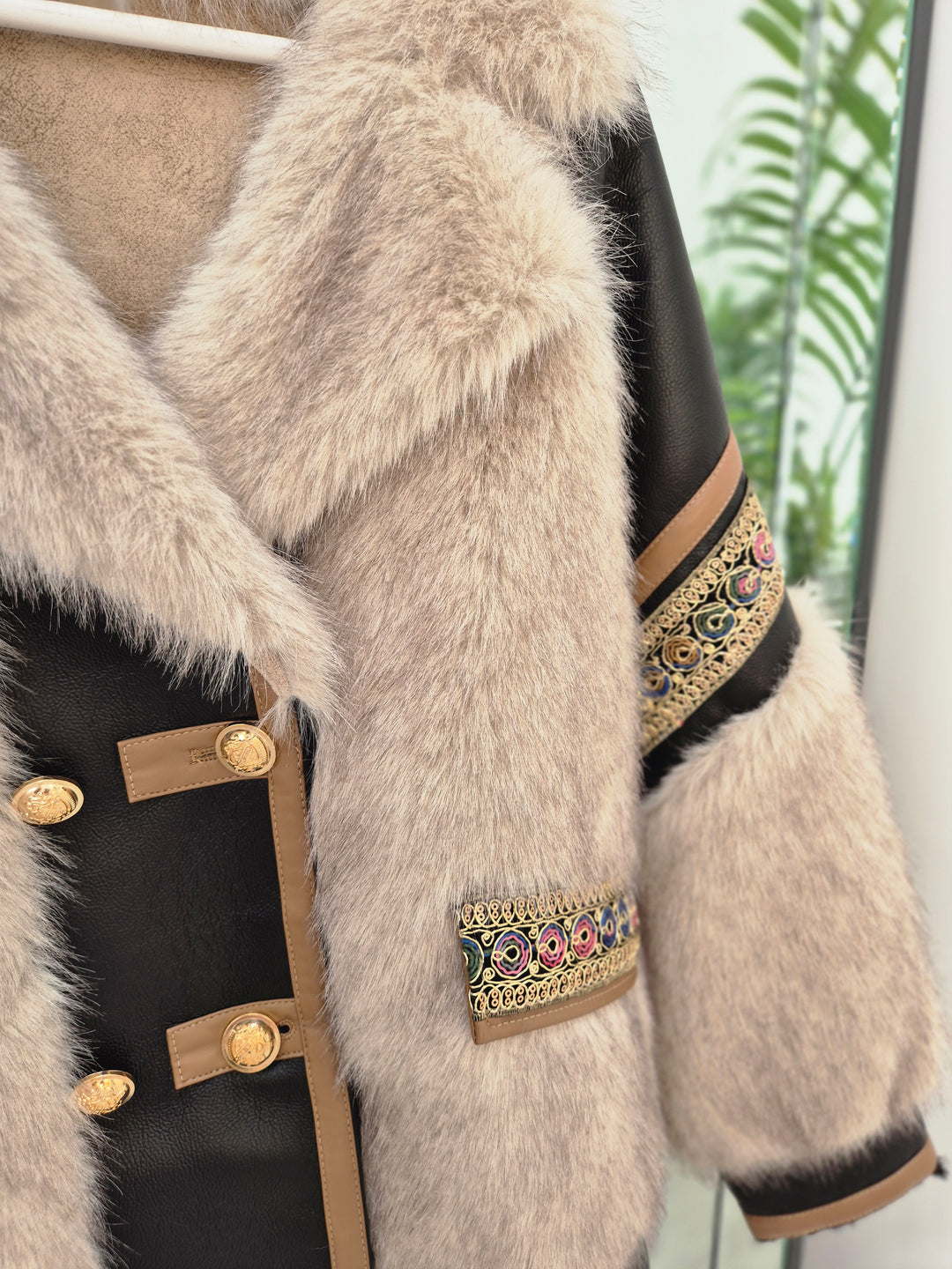 Oslo Faux Fur/Faux Leather Jacket - Black - (Oversized fits Size 12/14 to Size 18/20/20)