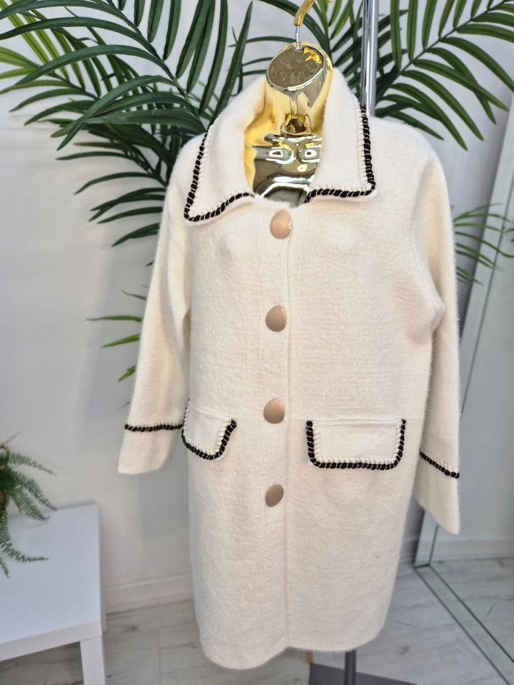 Coco Longline Jacket/Cardigan - Cream (One Size - fits from Size 10 up to Size 14/16)